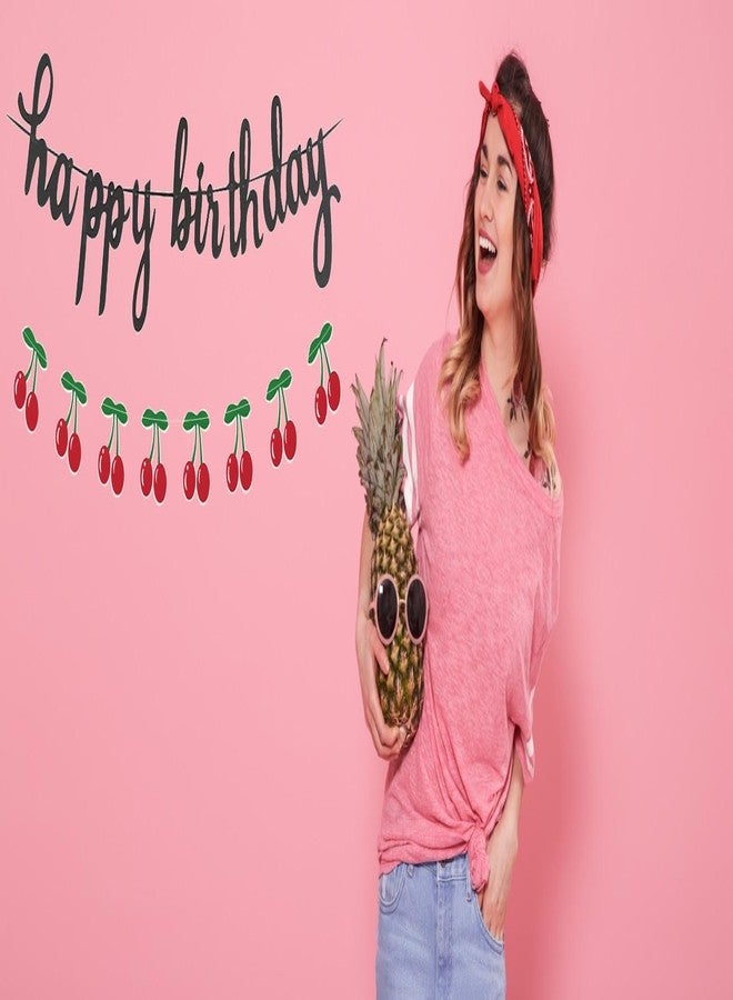 PLAP Cherry Happy Birthday Banner Cherry Party Birthday Banner Birthday Party Decoration - Image 4